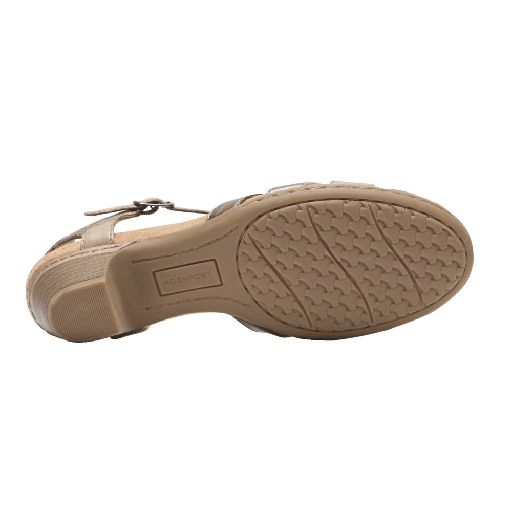 Rockport Sandaler Dam Khaki - Cobb Hill Aubrey T-Strap - IZUHS4923